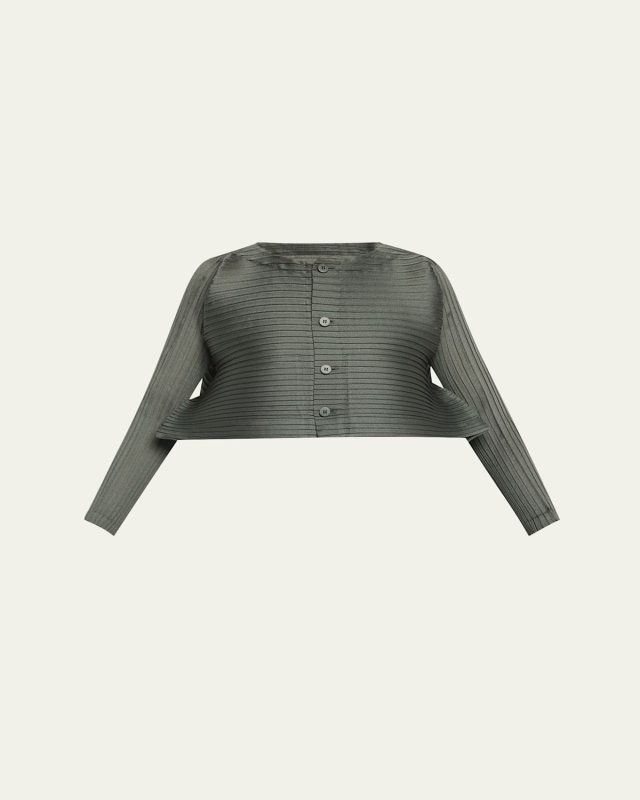 Paneled Pleats Cropped Cardigan